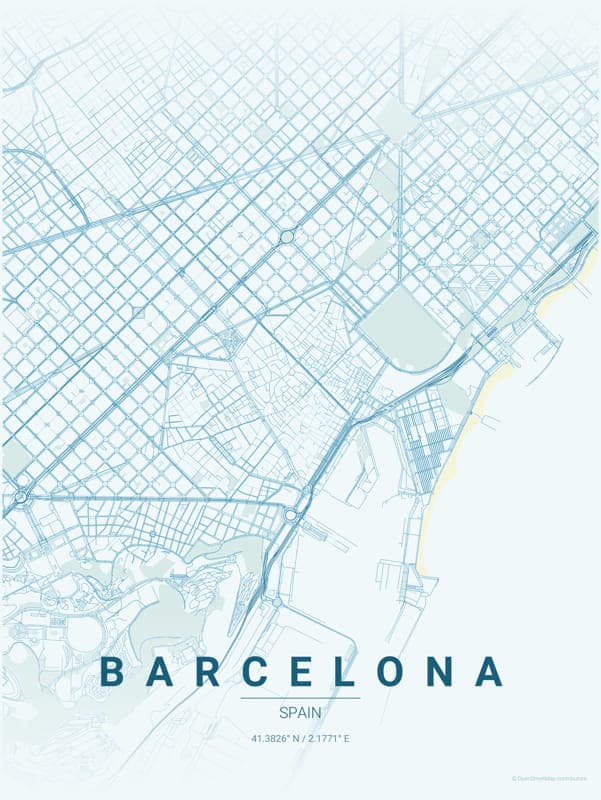 Barcelona, Spain map poster