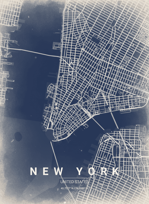 New York, USA map poster
