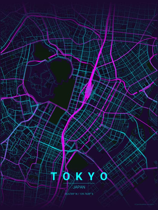 Tokyo, Japan map poster